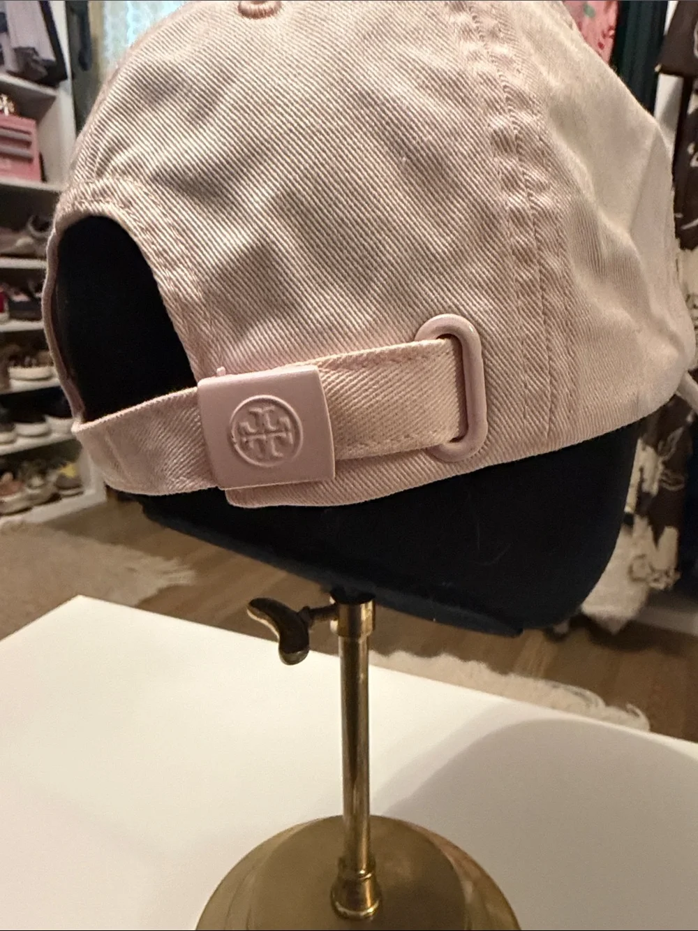 Tory Burch Light Pink Embroidered Logo Baseball Cap